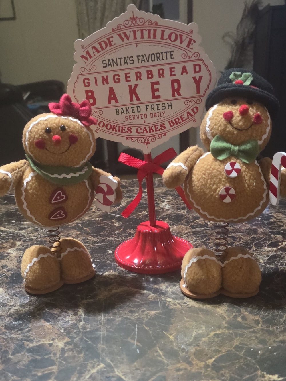 Springy Gingerbread Couple from Hobby Lobby & Bakery Sign